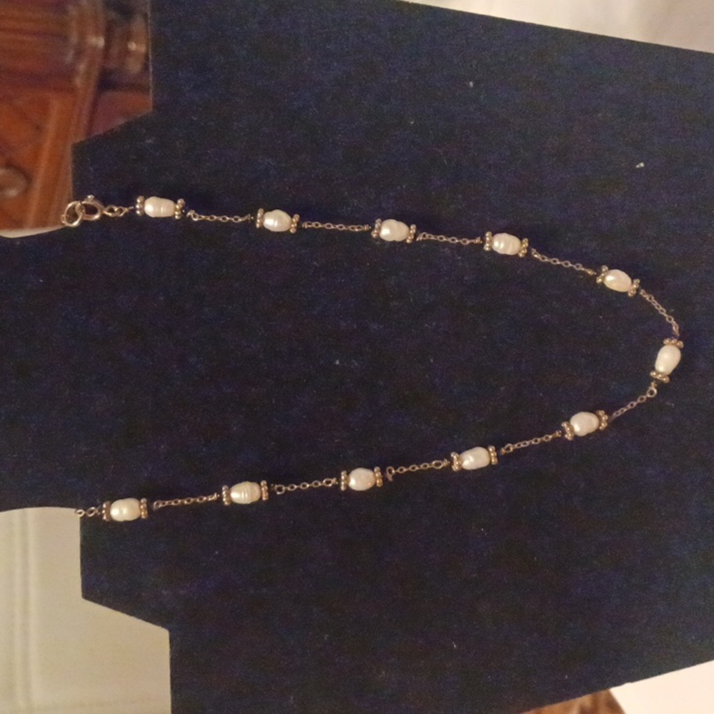 VINTAGE  GENUINE PEARLS, CHOKER STYLE, 16 INCHES,  MARKED 925 STELING SILVER